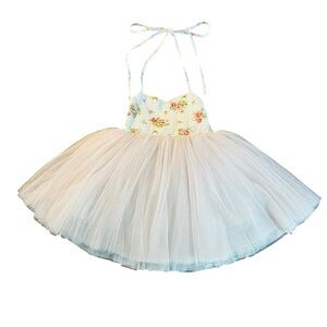 Flofullzique Floral Blush and White Kids Tulle Dress Size 1